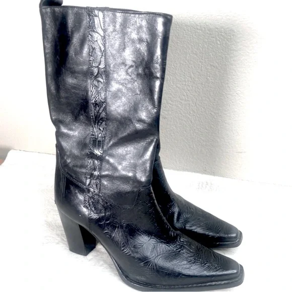 Antonio Melani Tooled Cowgirl Mid Boots - Picture 1 of 15